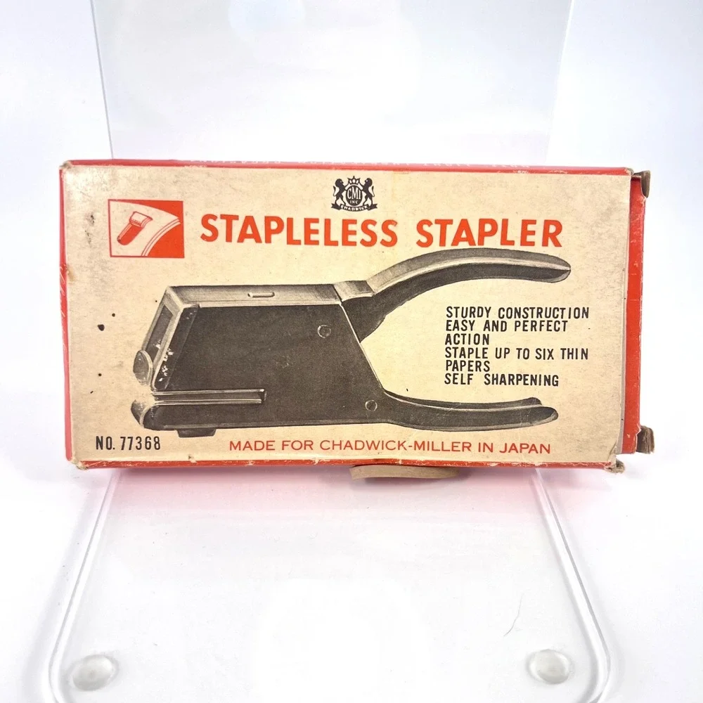 Vintage Japanese CMI Chadwick-Miller Stapleless Stapler Model #77368 EUC